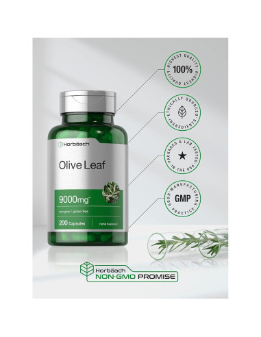 Cápsulas de Extracto de Hoja de Olivo Horbaach 9000mg 200 Unidades