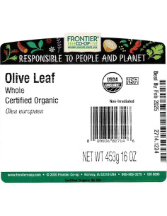 Hojas de Olivo Orgánicas Enteras Frontier Co-op 454g - Kosher 2