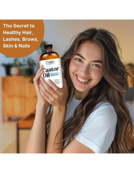 Aceite de Ricino 100% Puro Orgánico C CARE 473ml Prensado en Frío