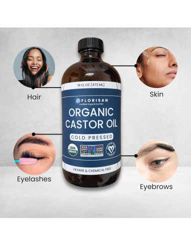 Aceite de Ricino Orgánico Florisan 473ml Prensado en Frío
