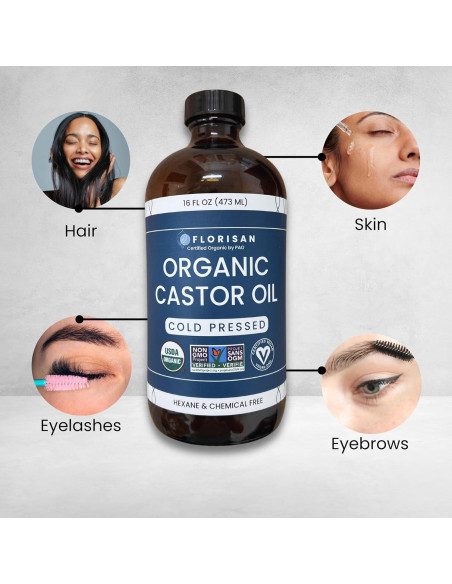Aceite de Ricino Orgánico Florisan 473ml Prensado en Frío