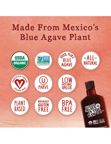 Néctar de Agave Orgánico In The Raw 548.8 ml - Vegano, Sin Gluten
