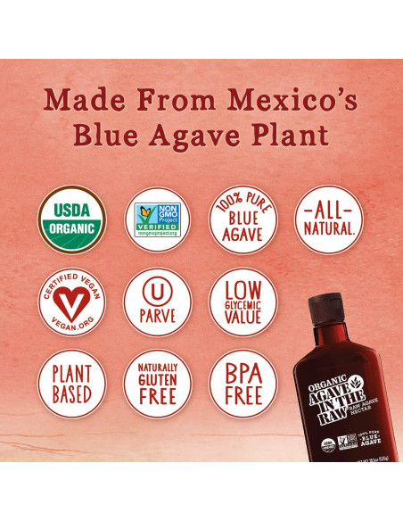 Néctar de Agave Orgánico In The Raw 548.8 ml - Vegano, Sin Gluten