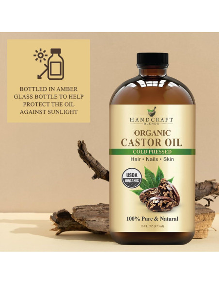 Aceite de Ricino Orgánico Handcraft Blends 473 ml - 100% Puro Aceite de Ricino Orgánico Handcraft Blends 473 ml - 100% Puro