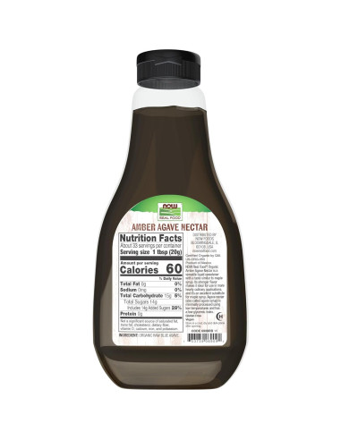 Néctar de Agave Ámbar Orgánico NOW Foods 686 ml Bajo Glucémico
