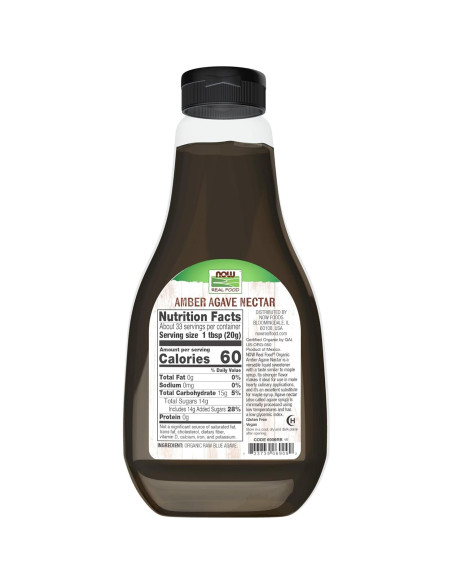 Néctar de Agave Ámbar Orgánico NOW Foods 686 ml Bajo Glucémico