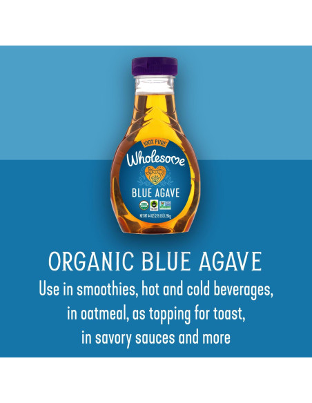 Jarabe de Agave Azul Orgánico Wholesome 1240g - Bajo IG