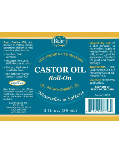 Aceite de Ricino Roll-On Productos Baar 85 ml Nutritivo