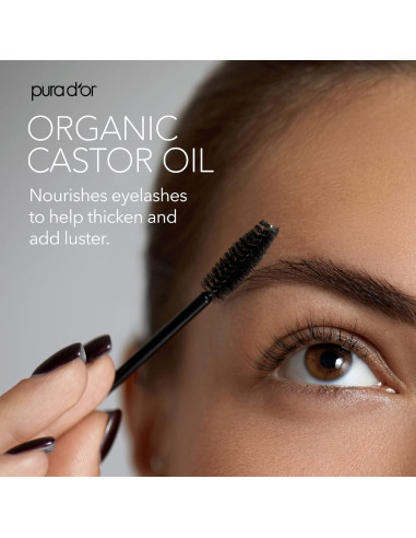 Aceite de Ricino Orgánico PURA D'OR 118 ml + 2 Brochas