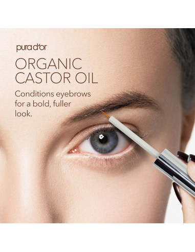 Aceite de Ricino Orgánico PURA D'OR 118 ml + 2 Brochas