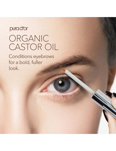 Aceite de Ricino Orgánico PURA D'OR 118 ml + 2 Brochas