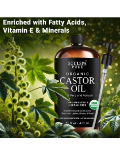 Aceite de Ricino Orgánico Soulspa Puro 473 ml - Crecimiento Cabello y Piel 2