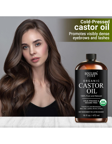Aceite de Ricino Orgánico Soulspa Puro 473 ml - Crecimiento Cabello y Piel