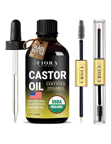 Aceite de Ricino Orgánico Prensado en Frío 473ml Fiora Naturals