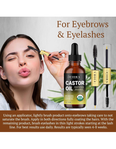 Aceite de Ricino Orgánico Prensado en Frío 473ml Fiora Naturals