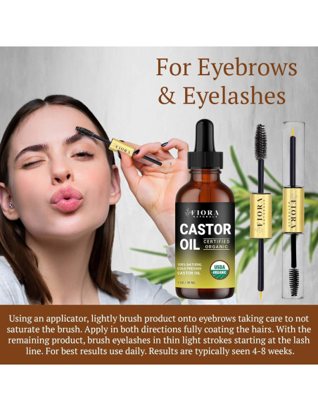 Aceite de Ricino Orgánico Prensado en Frío 473ml Fiora Naturals