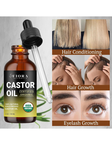 Aceite de Ricino Orgánico Prensado en Frío 473ml Fiora Naturals