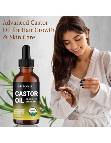 Aceite de Ricino Orgánico Prensado en Frío 473ml Fiora Naturals