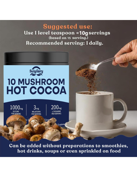 Cacao Caliente de Champiñones Suiyilary 15 Porciones Sin Azúcar