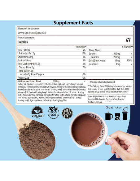 Cacao Caliente de Champiñones Suiyilary 15 Porciones Sin Azúcar