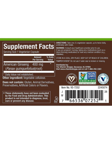 Ginseng Americano plnt - Raíz Completa 60 Cápsulas Veganas