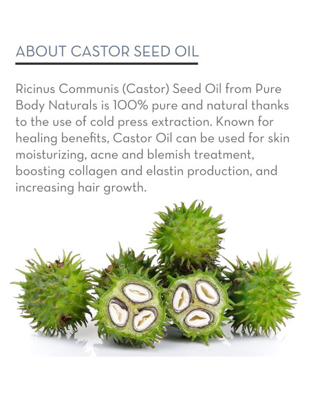 Aceite de Ricino Orgánico Pure Body Naturals 29.57 ml - Crecimiento Pestañas y Cejas
