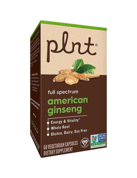 Ginseng Americano plnt - Raíz Completa 60 Cápsulas Veganas