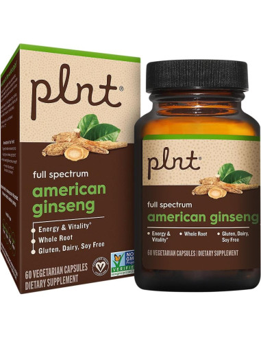 Ginseng Americano plnt - Raíz Completa 60 Cápsulas Veganas