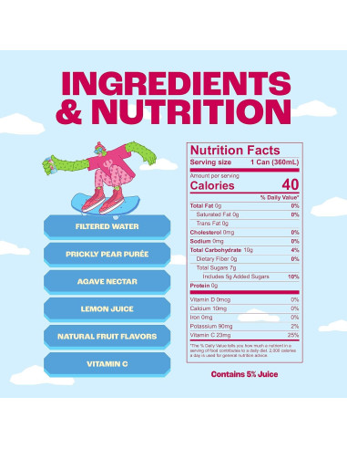 Agua de Cactus Higo Chumbo Pricklee - 144 Onzas - Natural