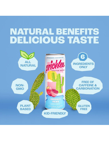 Agua de Cactus Higo Chumbo Pricklee - 144 Onzas - Natural