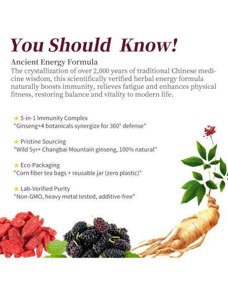 Té Herbal DOZO Ginseng Cinco Tesoros 250g - 25 Bolsas