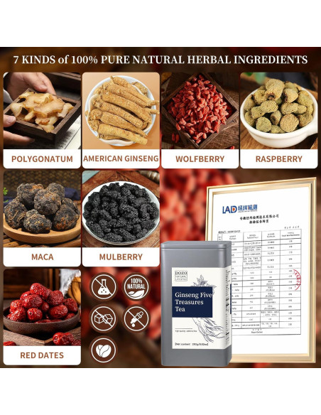 Té Herbal DOZO Ginseng Cinco Tesoros 250g - 25 Bolsas