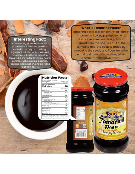 Pasta de Tamarindo Rani 454g - 100% Natural, Vegano, Sin Gluten