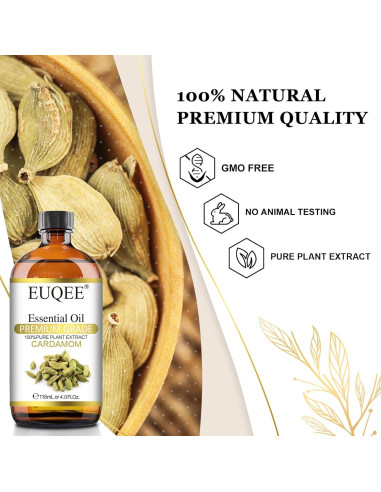 Aceite Esencial de Cardamomo 118 ml EUQEE - Botella con Gotero
