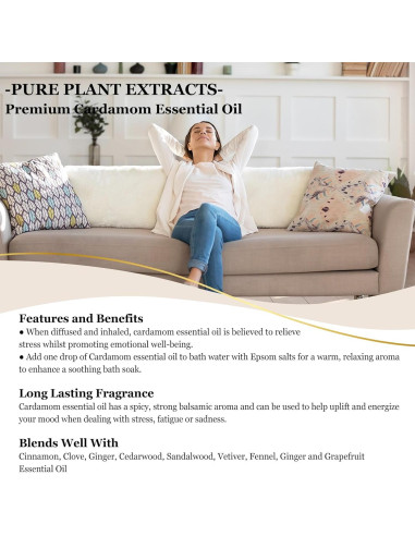 Aceite Esencial de Cardamomo 118 ml EUQEE - Botella con Gotero