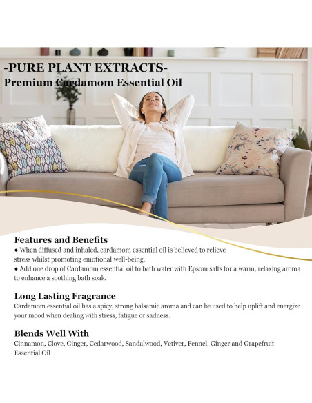 Aceite Esencial de Cardamomo 118 ml EUQEE - Botella con Gotero Aceite Esencial de Cardamomo 118 ml EUQEE - Botella con Gotero