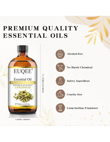 Aceite Esencial de Cardamomo 118 ml EUQEE - Botella con Gotero