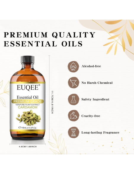 Aceite Esencial de Cardamomo 118 ml EUQEE - Botella con Gotero Aceite Esencial de Cardamomo 118 ml EUQEE - Botella con Gotero