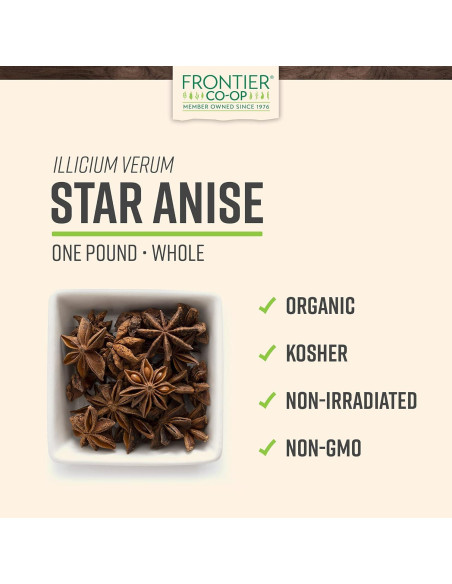 Anís Estrella Orgánico Entero Frontier Co-op 453g - Vainas Secas