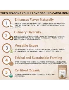 Cardamomo Orgánico Molido Picante 113 g - Sin Gluten, No OGM 2