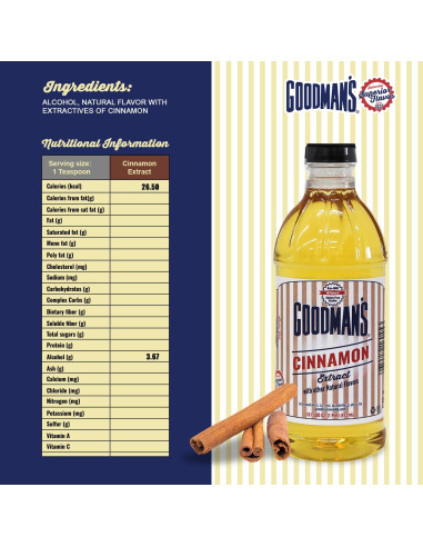 Extracto de Canela Goodman 0.47L - Sin Gluten, Kosher, Bajo en Calorías