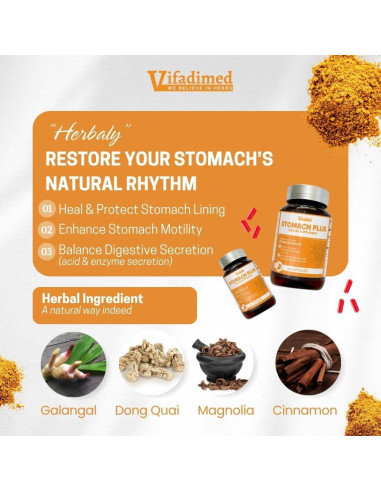 Stomach Plus Vifadimed - Suplemento Herbal 45 Cápsulas