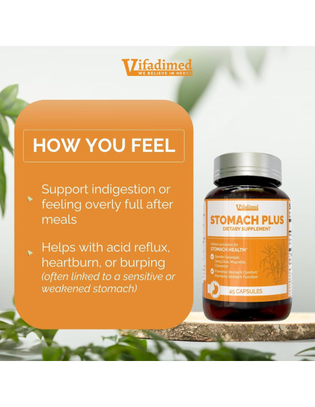 Stomach Plus Vifadimed - Suplemento Herbal 45 Cápsulas