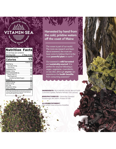 Mezcla Triple de Algas Marinas Vitaminsea 113.4 g - Dulse, Kelp y Lechuga de Mar