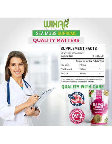 Polvo de Musgo Marino Wixar Naturals 227g - Algas Fucus y Bardana