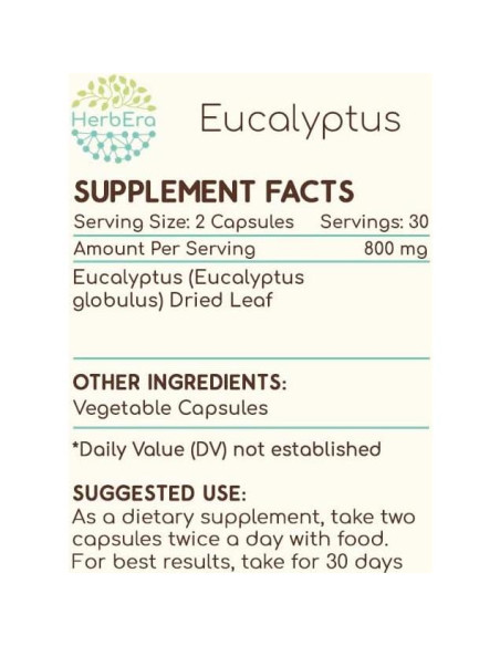 Cápsulas de Eucalipto 400 mg HerbEra - 60 Unidades