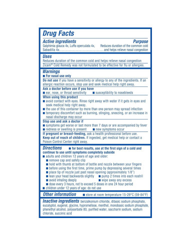 Zicam Spray Nasal Homeopático para Resfriado 14.79ml