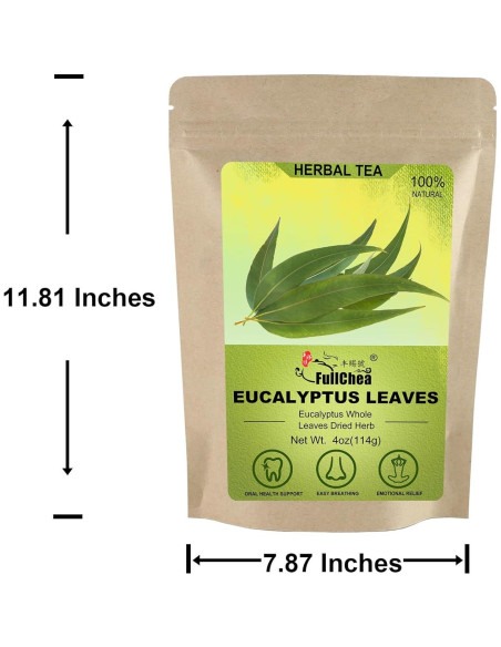 Hojas de Eucalipto Secas FullChea 114g - Sin OGM y Cafeína