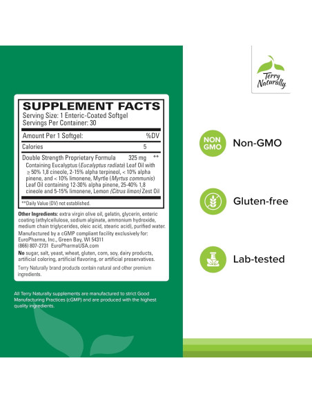 Terry Naturally SinuCare Extra Strength - Suplemento Eucalipto 30 Cápsulas