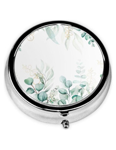 Caja de Pastillas Redonda Eucalipto Verde 3 Compartimentos